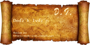 Deák Iván névjegykártya